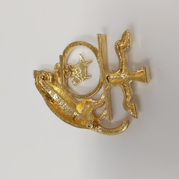 Vintage Avon Cat and Fish Bowl Brooch Pin Gold Tone Signed - Picture 3 of 8